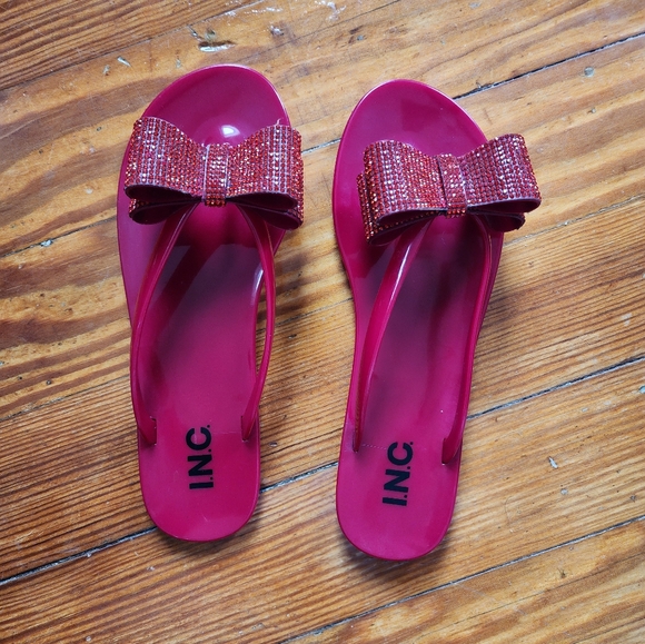 INC Womens Madena Jelly Thong Flip-Flops in Red - Picture 1 of 3